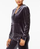 Material Girl Active Juniors' Hooded Velour Jacket, Created For Macy's