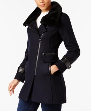 Trina Turk Shearling-trim Asymmetrical Coat