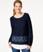 Style & Co. Mixed-media Layered-look Top, Only At Macy's