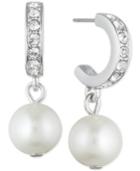Givenchy Silver-tone Imitation Pearl And Pave Hoop Drop Earrings