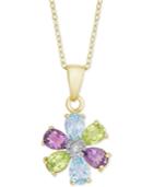 Multi-gemstone (2-5/8 Ct. T.w.) & Diamond Accent 18 Pendant Necklace In 18k Gold-plated Sterling Silver