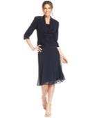 Alex Evenings Petite Jacquard A-line Dress And Jacket