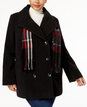 London Fog Plus Size Peacoat With Scarf