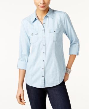 Style & Co. Printed Utility Shirt, Only At Macy's