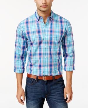 Club Room Men's Big And Tall Plaid Long-sleeve Shirt
