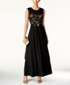 R & M Richards Sequined Lace Chiffon Gown