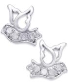 Diamond Dove Stud Earrings (1/10 Ct. T.w.) In Sterling Silver