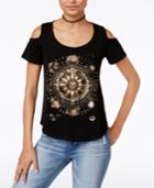 Self Esteem Juniors' Metallic Sun Cold-shoulder Graphic T-shirt