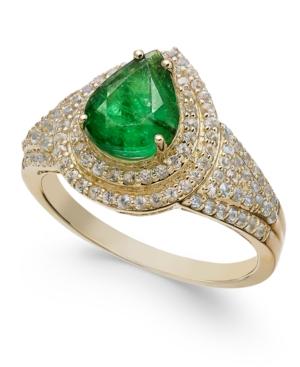 Emerald (2 Ct. T.w.) & White Sapphire (3/4 Ct. T.w.) Ring In 14k Gold