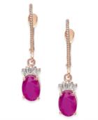 Ruby (2 Ct. T.w.) & Diamond (1/10 Ct. T.w.) Drop Earrings In 14k Rose Gold