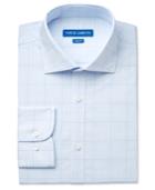 Vince Camuto Men's Slim-fit Blue Slub Tattersall Dress Shirt