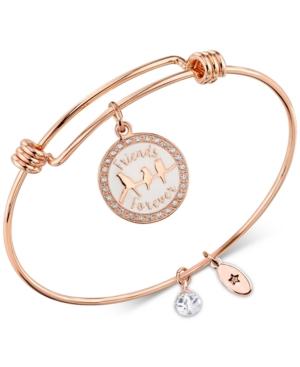 Unwritten Friends Are Family Adjustable Bangle Bracelet In Rose Gold-tone Stainless Steel
