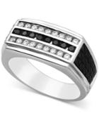 Men's Diamond Three-row Ring (3/4 Ct. T.w.) In 10k White Gold And Black Rhodium-plate