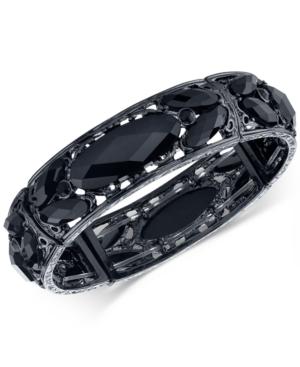2028 Black-tone Stone Stretch Bracelet
