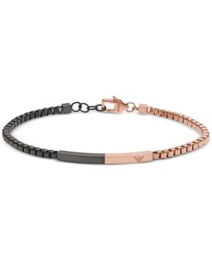Emporio Armani Men's Two-tone Bar Logo Box-link Bracelet Egs2125