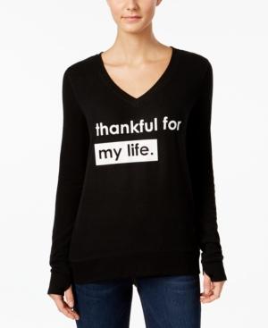 Peace Love World Thankful Graphic Thumb-hole Sweatshirt