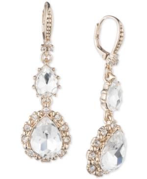 Marchesa Gold-tone Crystal Double Drop Earrings