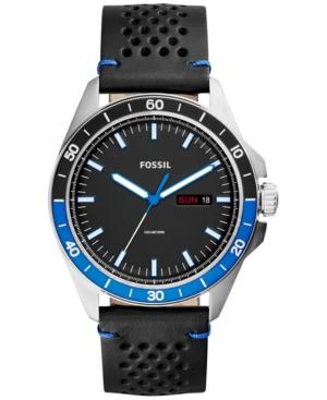 Fossil Men's Sport 54 Black Leather Strap Watch 44mm Fs5321