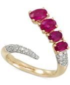 Rare Featuring Gemfields Certified Ruby (1-5/8 Ct. T.w.) And Diamond (3/8 Ct. T.w.) Pave Bypass Ring In 14k Gold, Only At Macy's