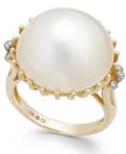 Mabe Pearl (17mm) And Diamond Accent Ring In 14k Gold