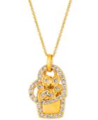 Le Vian I Love Dogs Collection Nude Diamond Heart & Paw Dog Tag 20 Pendant Necklace (7/8 Ct. T.w.) In 14k Gold