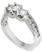 Diamond Three-stone Channel-set Engagement Ring (1-1/2 Ct. T.w.) In 14k White Gold