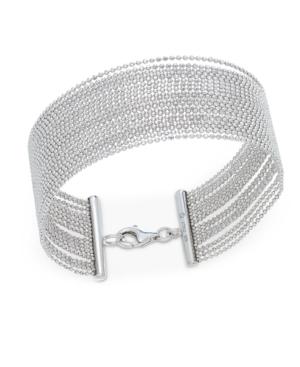 Beaded Multi-row Bracelet In Sterling Silver