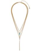 Vera Bradley Gold-tone Multi-layer Blue Stone And Pave Lariat Necklace