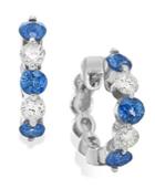 Sapphire (3/8 Ct. T.w.) And Diamond (1/5 Ct. T.w.) Hoop Earrings In 14k White Gold