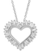 Arabella Swarovski Zirconia Heart 18 Pendant Necklace In Sterling Silver