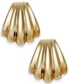 10k Gold Earrings, Scalloped Shell Stud Earrings