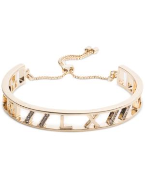 Anne Klein Gold-tone Crystal Accented Roman Numeral Slider Bracelet
