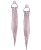 Guess Rose Gold-tone Pave Chain Fringe Drop Earrings