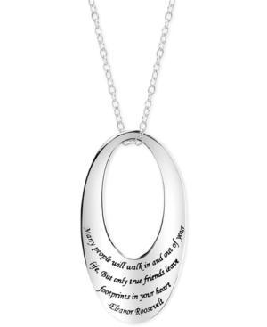 Inspirational Eleanor Roosevelt Friends Pendant Necklace In Sterling Silver