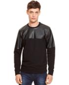 Kenneth Cole New York Faux-leather Colorblocked Sweater