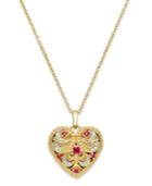 Ruby (1/5 Ct. T.w.) And Diamond Accent Heart Pendant Necklace In 14k Gold