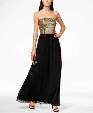 Sl Fashions Strapless Sequined A-line Gown