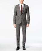Hugo Hugo Boss Men's Slim-fit Gray And Brown Windowpane Plaid Suit