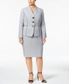 Le Suit Plus Size Seersucker Skirt Suit