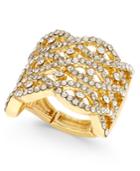 Inc International Concepts Gold-tone Crystal Pave Interwoven Stretch Ring, Only At Macy's