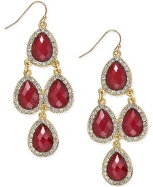 Inc International Concepts Gold-tone Red Crystal Chandelier Earrings, Only At Macy's