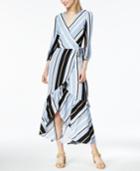Bar Iii Striped Faux-wrap Maxi Dress, Created For Macy's