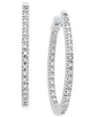 Diamond Oval In-and-out Hoop Earrings In 14k White Gold (1/2 Ct. T.w.)
