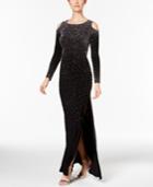 Xscape Beaded Cold-shoulder Gown