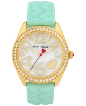 Betsey Johnson Women's Aqua Heart Textured Silicone Strap Watch 40mm Bj00048-171