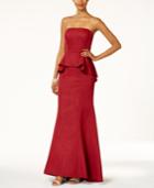 Adrianna Papell Strapless Peplum Gown