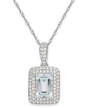 Aquamarine (9/10 Ct. T.w.) And Diamond (1/5 Ct. T.w.) Pendant Necklace In 14k White Gold