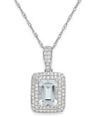 Aquamarine (9/10 Ct. T.w.) And Diamond (1/5 Ct. T.w.) Pendant Necklace In 14k White Gold