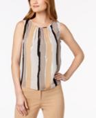 Nine West Printed Pleat-neck Shell