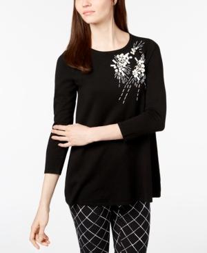 Alfani Embellished 3/4-sleeve Sweater, Created For Macy's